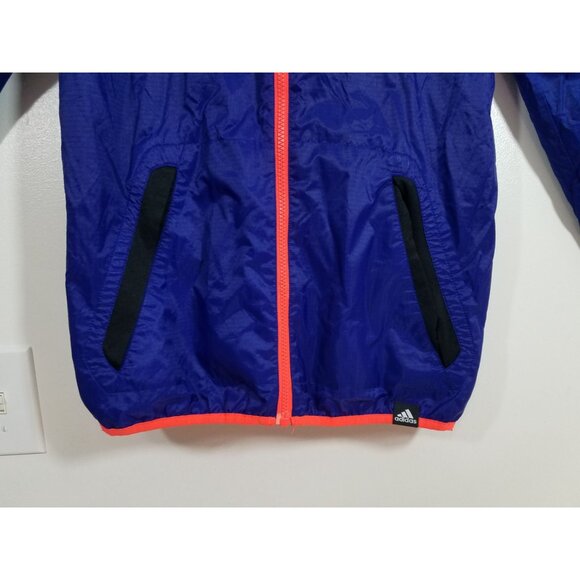 Adidas Mens Reversible Basketball Windbreaker Size Small Neon Orange Blue Jacket - Picture 7 of 9